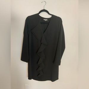 Grey & Gray Black Ruffle‎ Front Dress